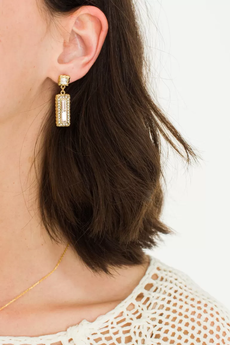 Women Olive Clothing Isis Square Drop Earrings, Gold Plated