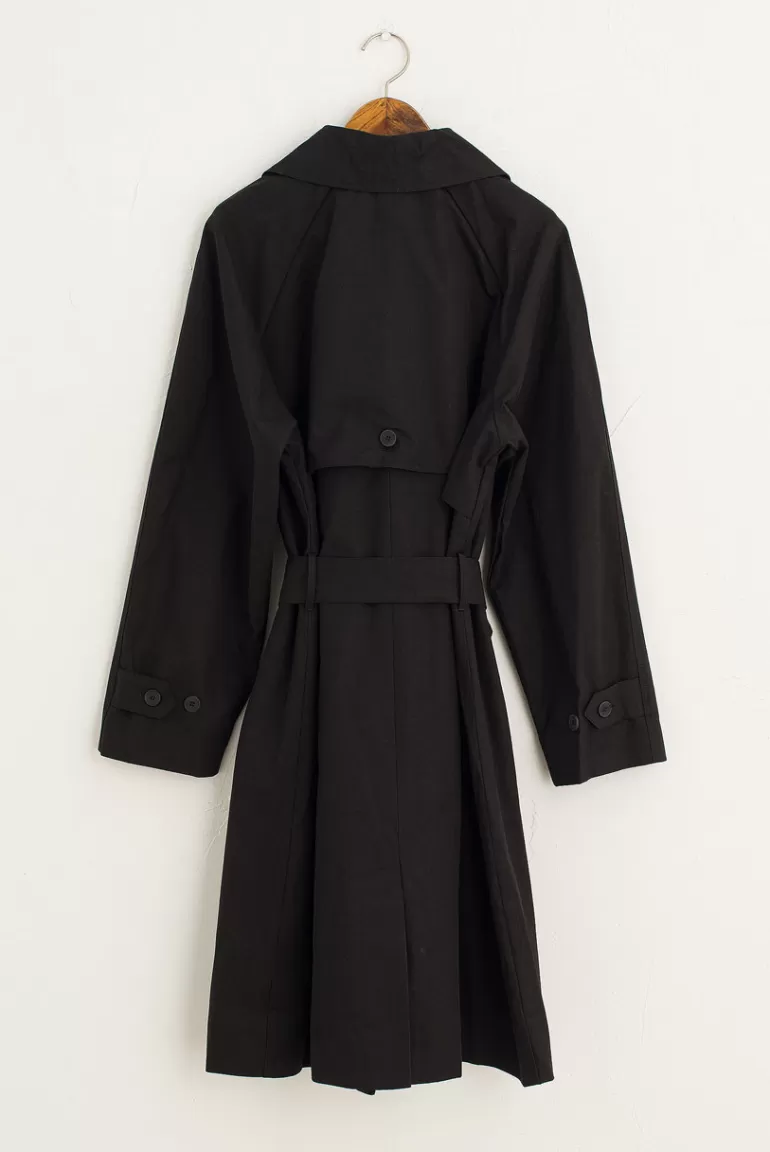 Women Olive Clothing Jane Boxy Trench Coat, Black