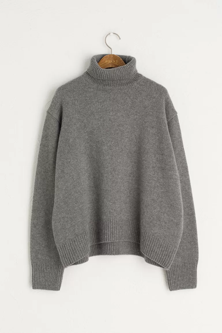 Women Olive Clothing Jane Turtleneck Jumper, Grey