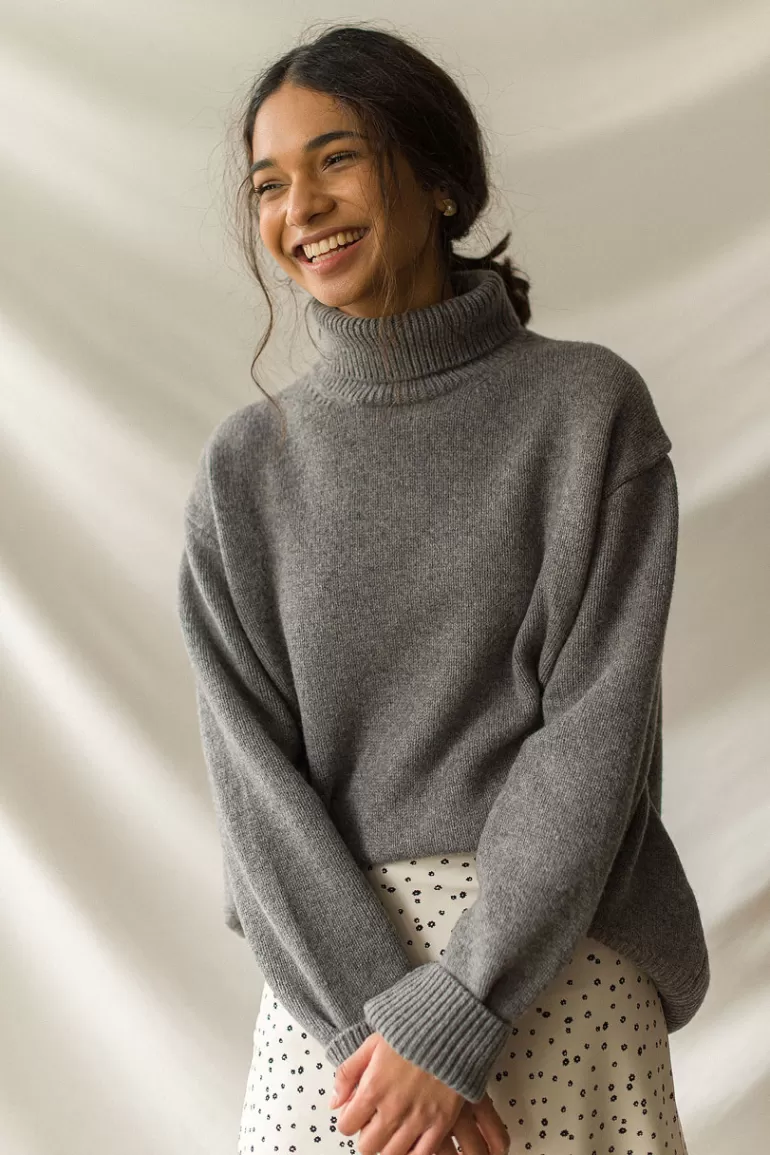 Women Olive Clothing Jane Turtleneck Jumper, Grey