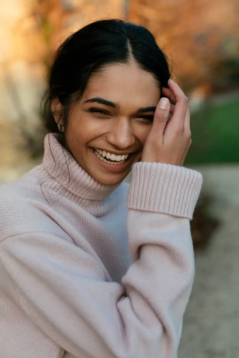 Women Olive Clothing Jane Turtleneck Jumper, Light Pink
