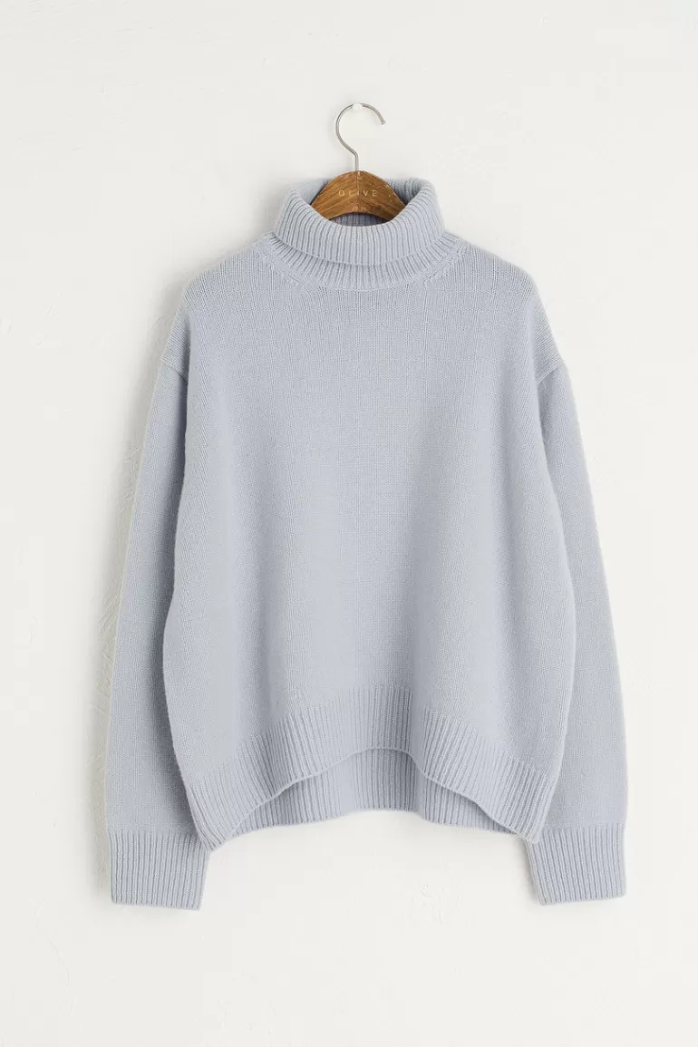 Women Olive Clothing Jane Turtleneck Jumper, Light Sky