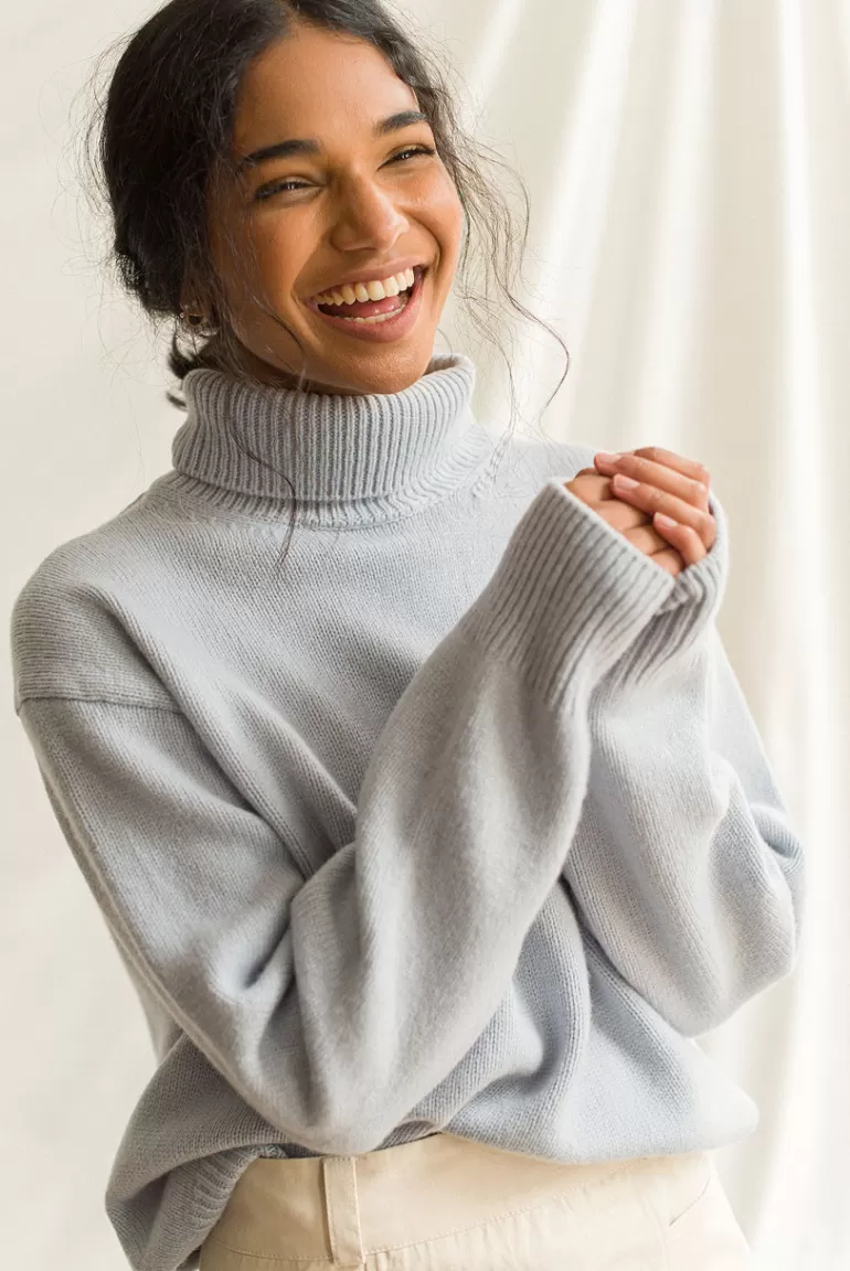 Women Olive Clothing Jane Turtleneck Jumper, Light Sky