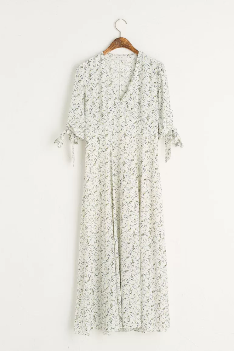 Women Olive Clothing Jeanne Garden Print Dress, Ivory