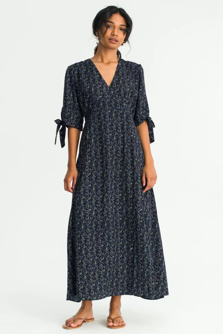 Women Olive Clothing Jeanne Garden Print Dress, Navy