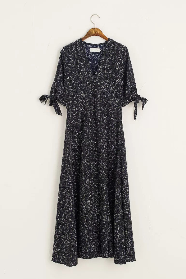 Women Olive Clothing Jeanne Garden Print Dress, Navy