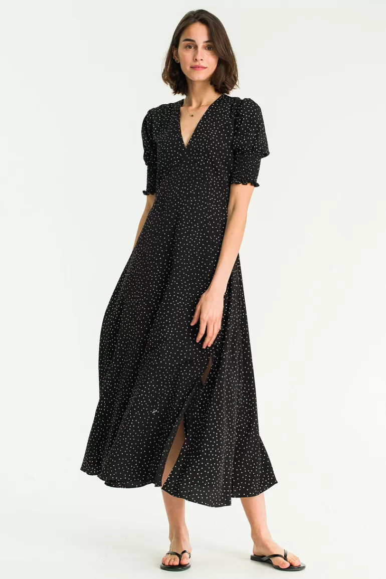 Women Olive Clothing Jeanne Polka Dot Dress, Black