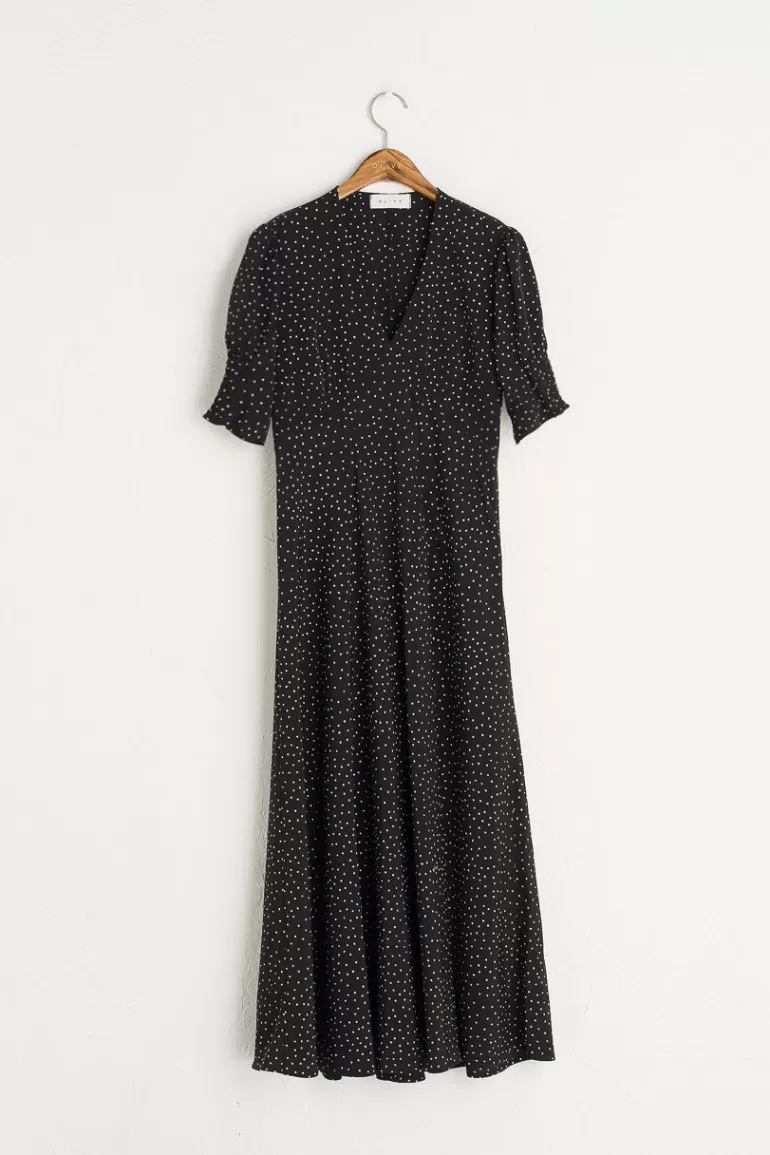Women Olive Clothing Jeanne Polka Dot Dress, Black