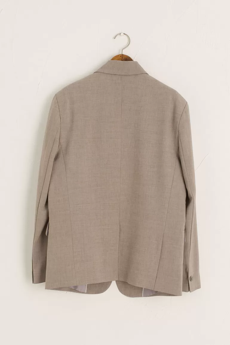 Women Olive Clothing Jena Three Button Jacket, Light Grey