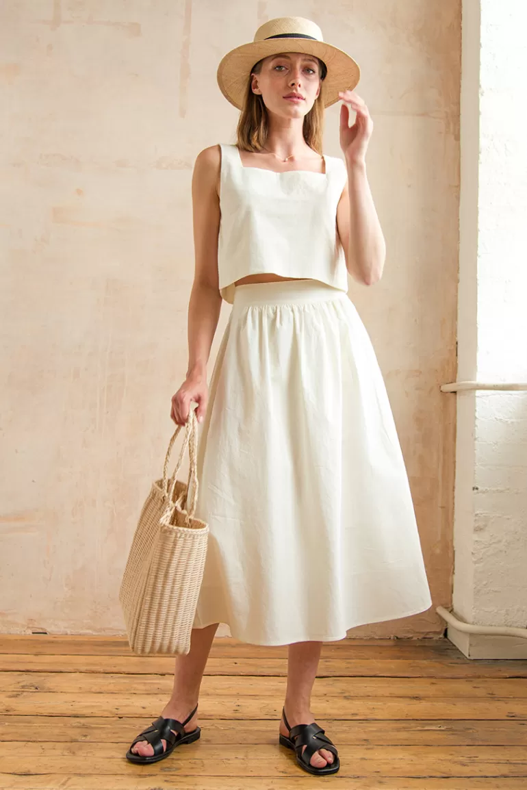 Women Olive Clothing Jeni Mini Top & Skirt Set, Ivory