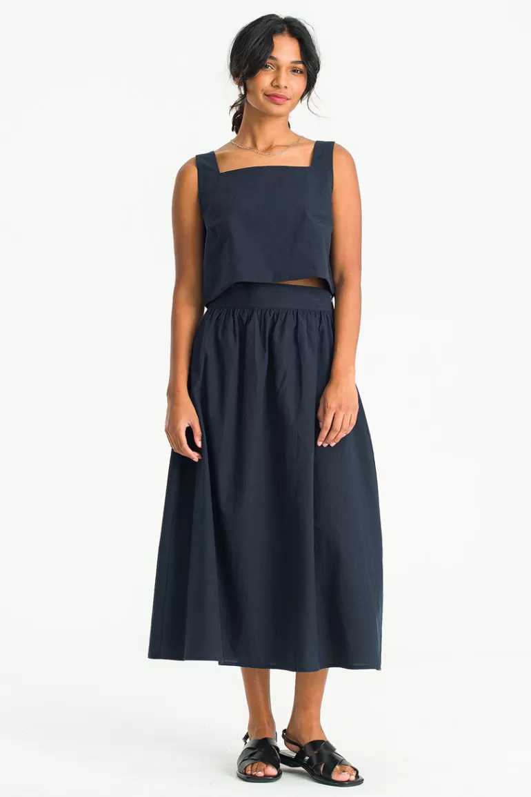 Women Olive Clothing Jeni Mini Top & Skirt Set, Navy