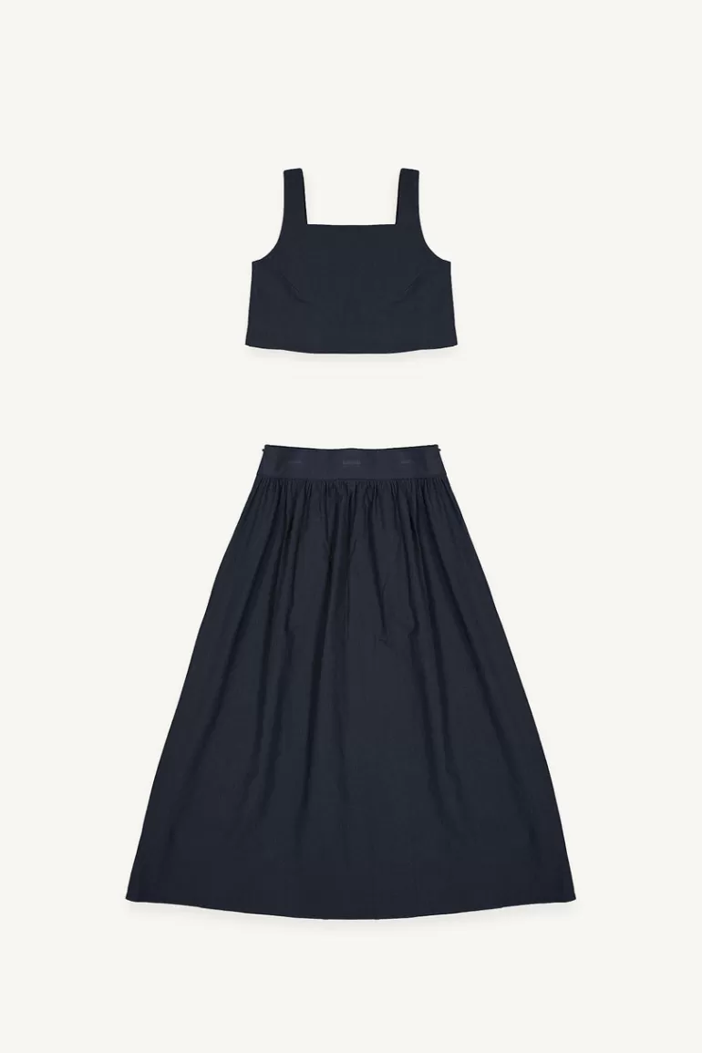 Women Olive Clothing Jeni Mini Top & Skirt Set, Navy
