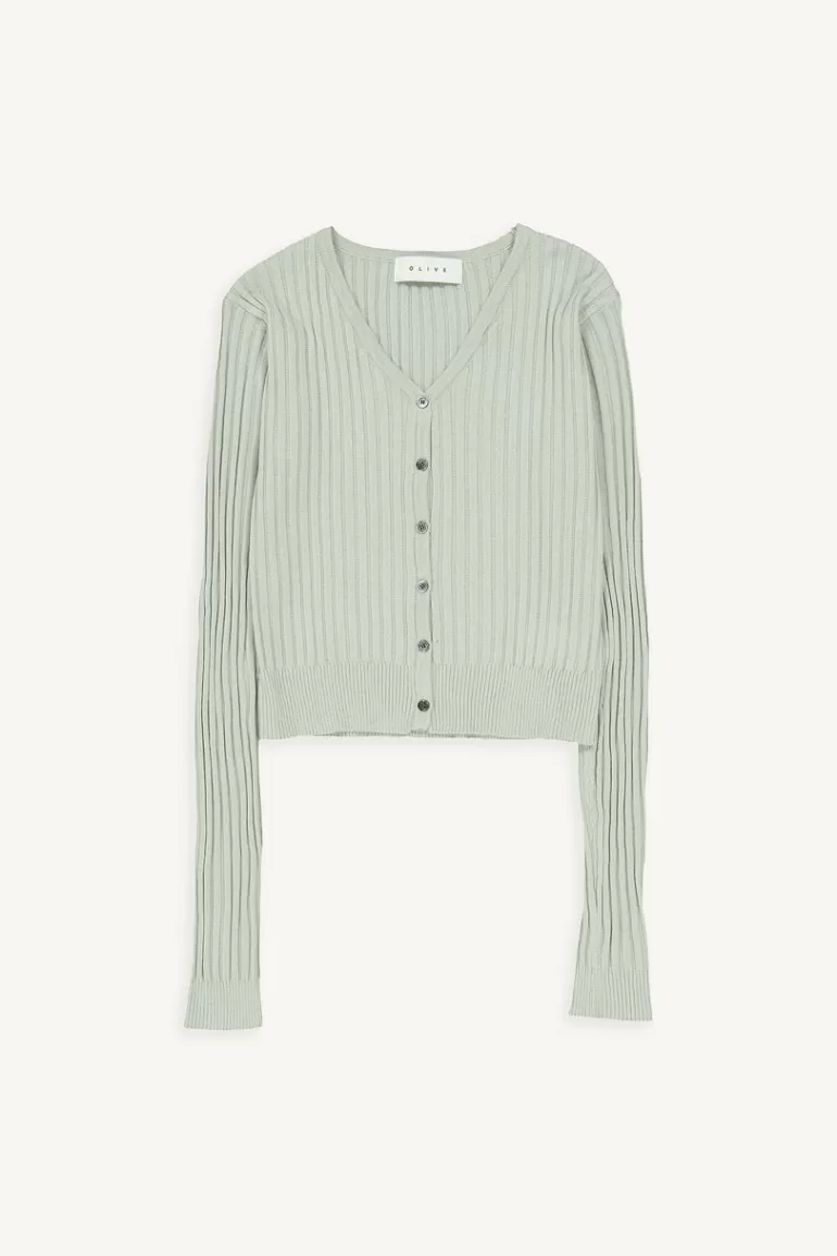Women Olive Clothing Jeni Ribbed Crop Cardigan, Mint