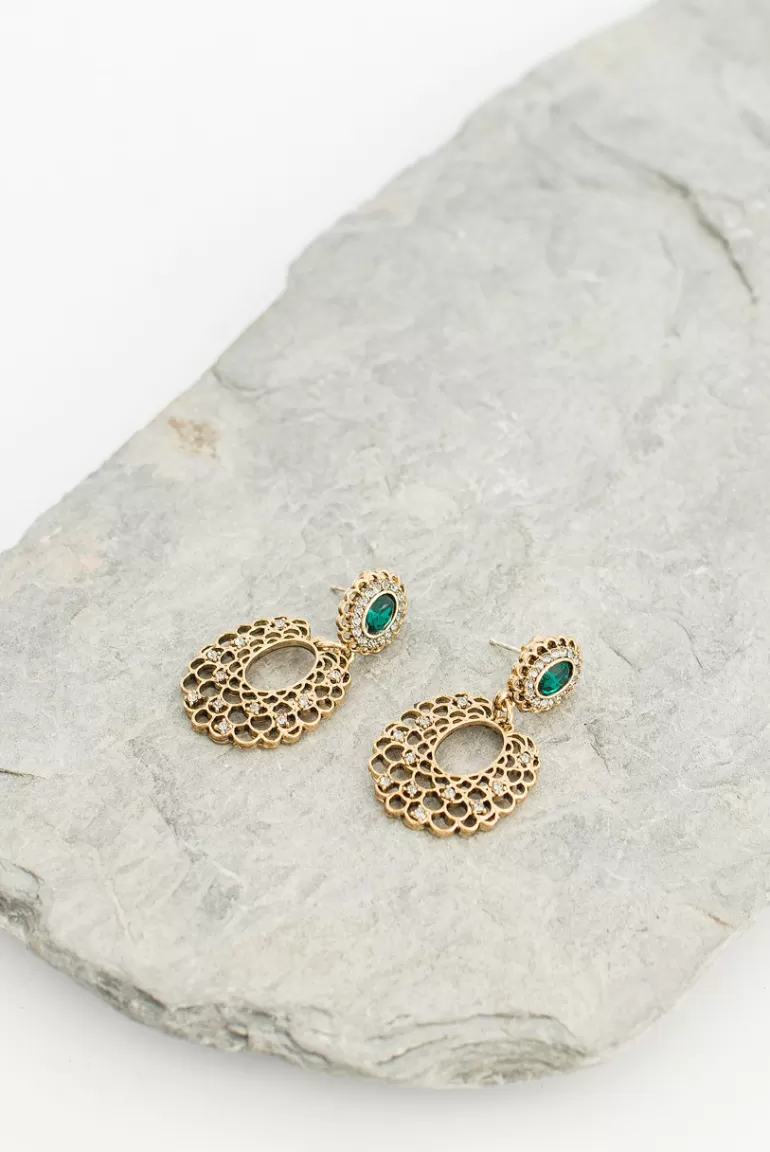 Women Olive Clothing Judit Earrings, Gold Plated