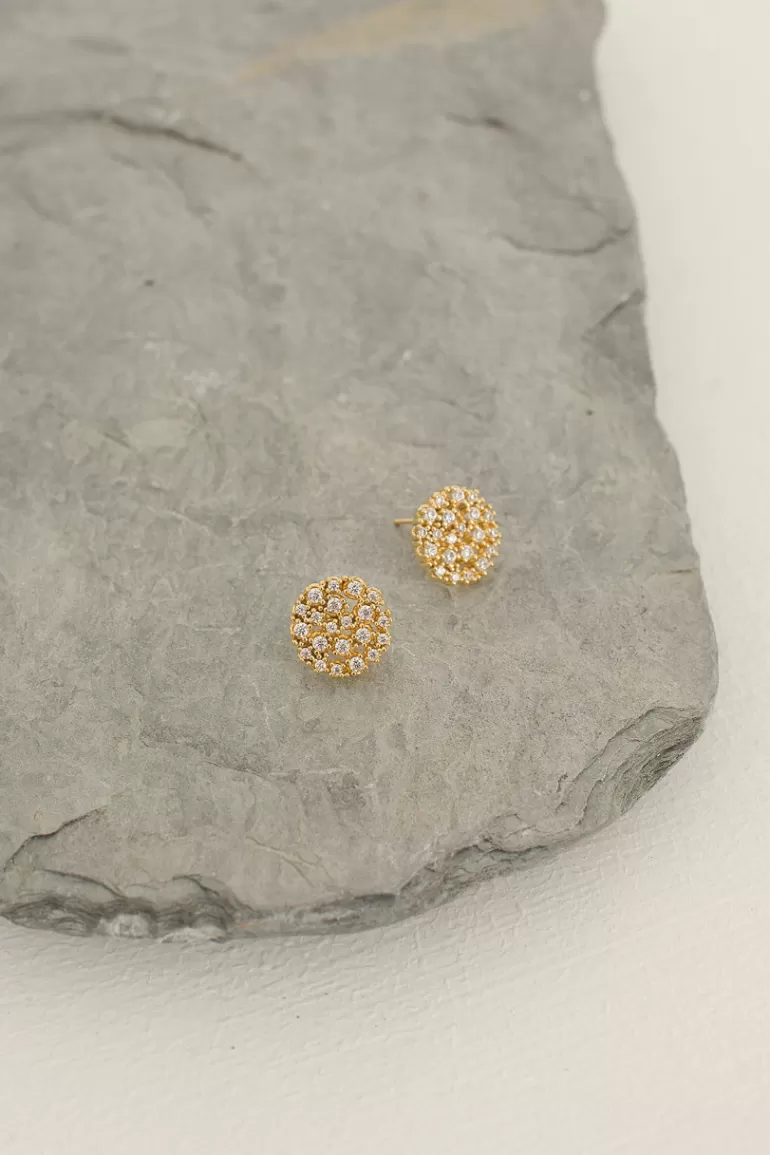 Women Olive Clothing Juno Jewel Studs, 14K Gold Plated