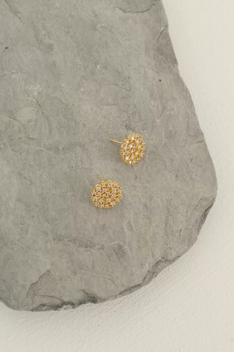 Women Olive Clothing Juno Jewel Studs, 14K Gold Plated