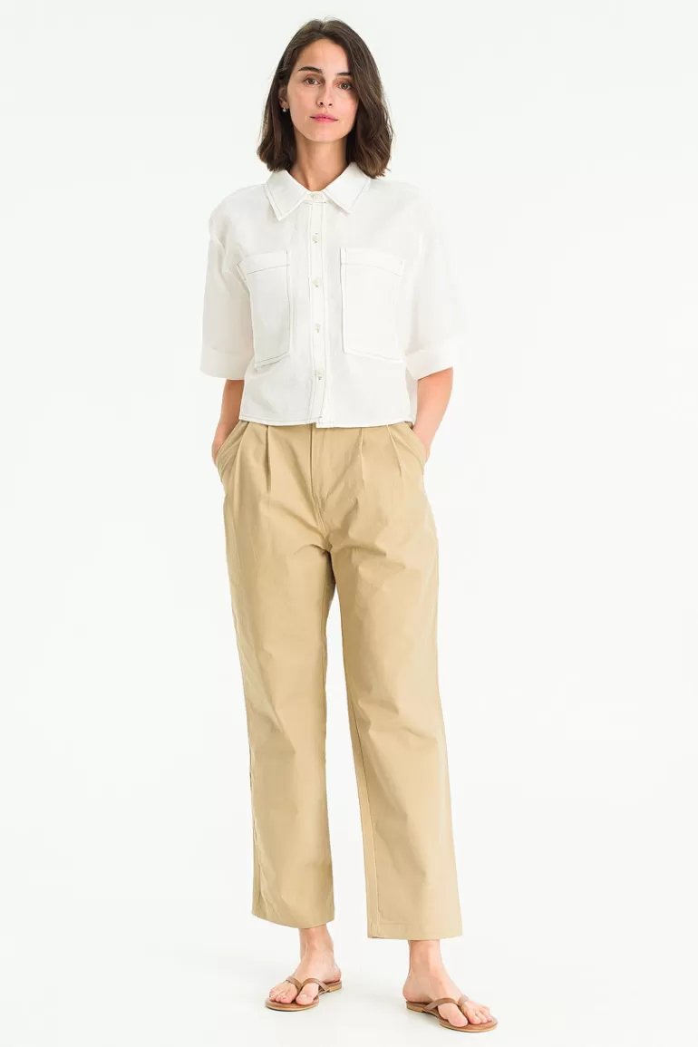 Women Olive Clothing Kako Cotton Chino, Beige
