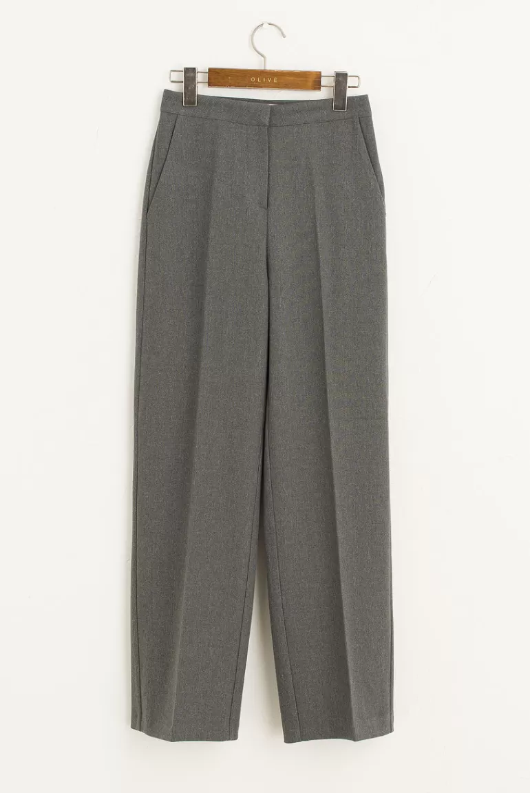 Women Olive Clothing Kanako Simple Slacks, Charcoal