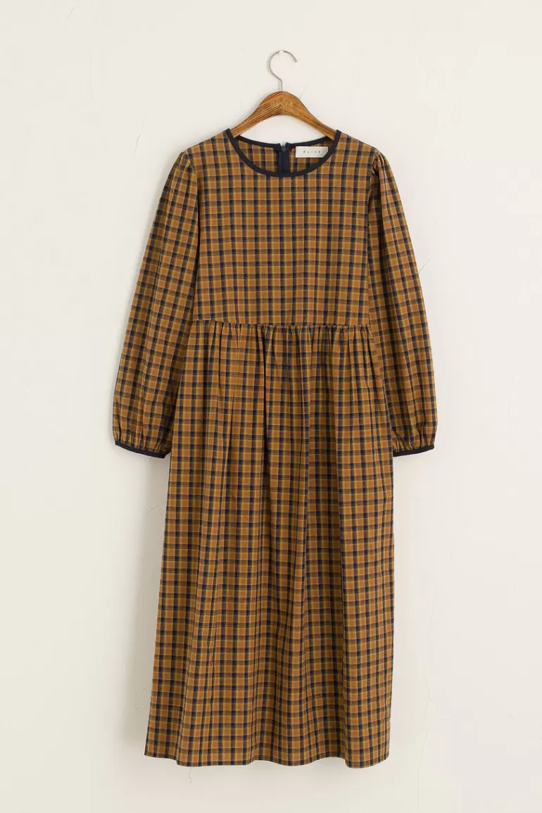 Women Olive Clothing Kaneko Check Dress, Burnt Orange