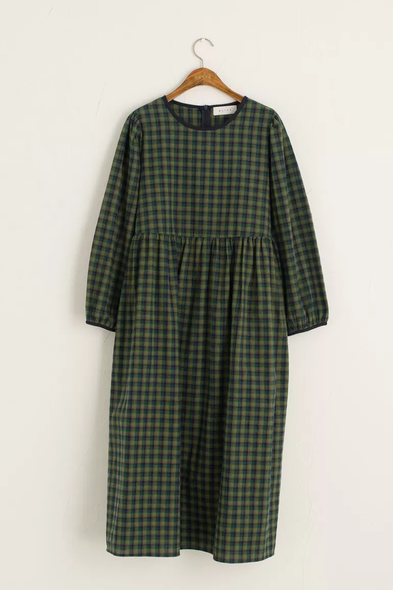 Women Olive Clothing Kaneko Check Dress, Green