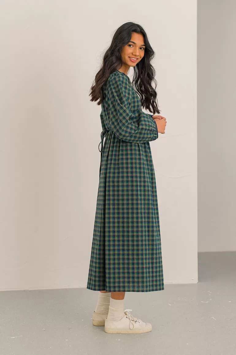 Women Olive Clothing Kaneko Check Dress, Green