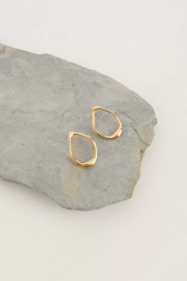 Women Olive Clothing Karen Circle Studs, 18K Gold Plated