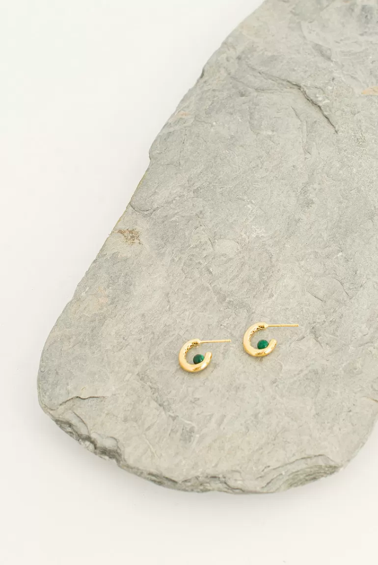 Women Olive Clothing Karolina Mini Stone Hoop Earrings, 14K Gold Plated