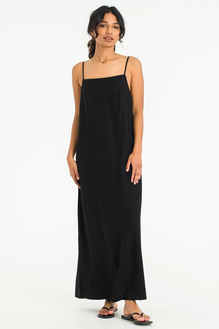 Women Olive Clothing Kasumi Linen Dress, Black