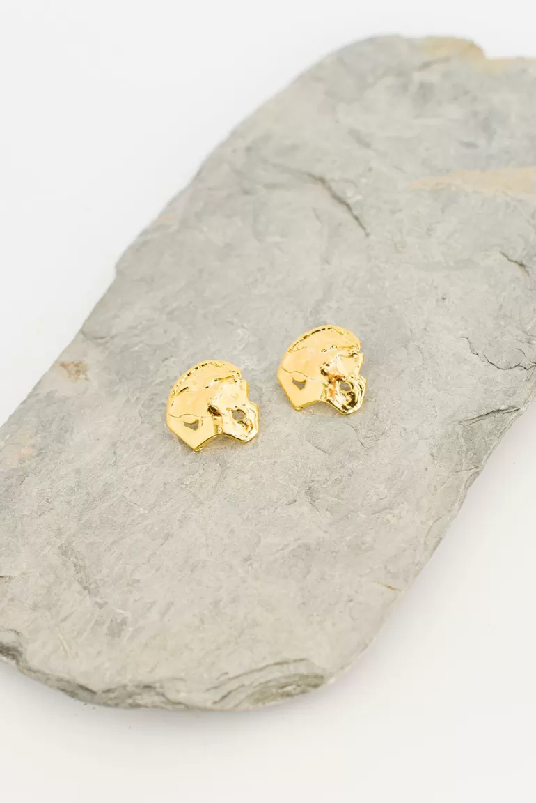 Women Olive Clothing Katie Textured Earrings, Gold Plated