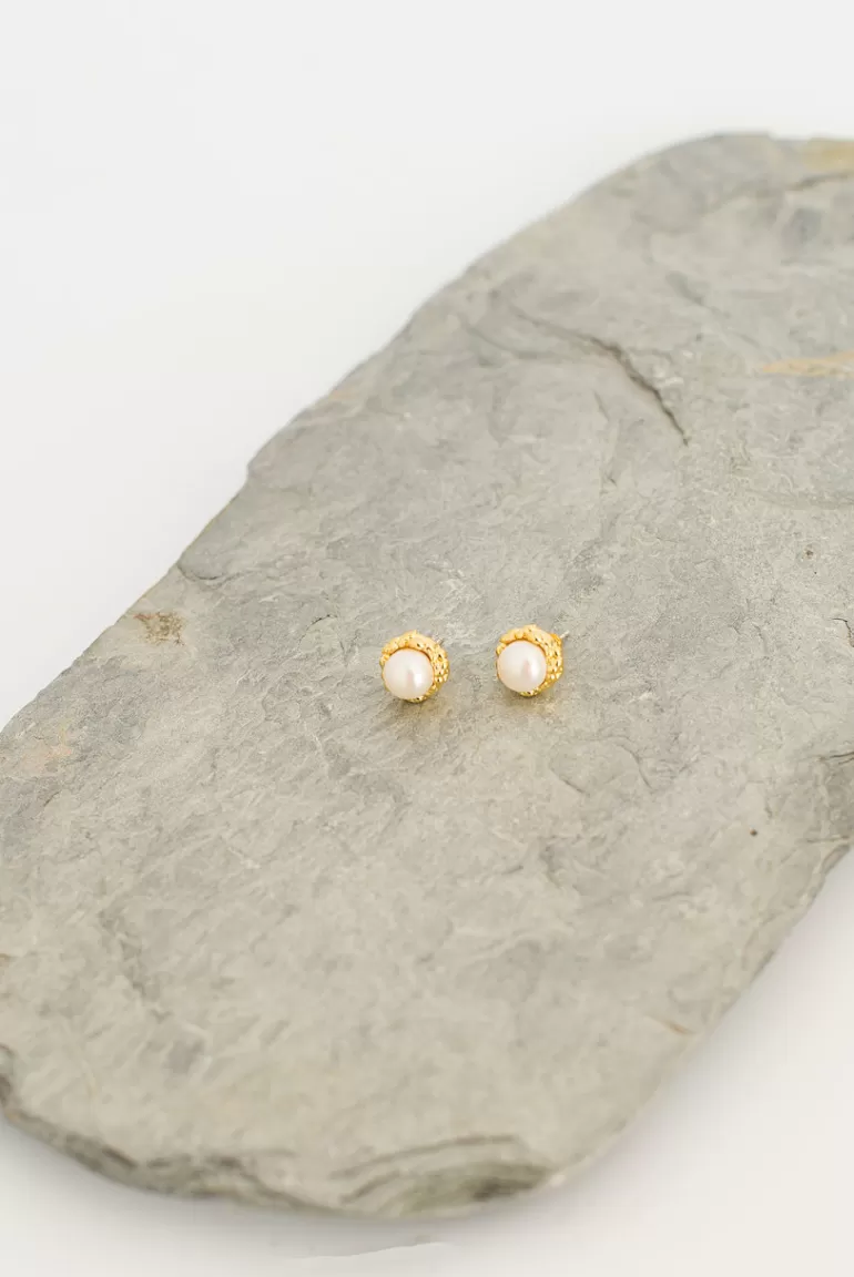 Women Olive Clothing Katrina Pearl Earrings, Gold Plated