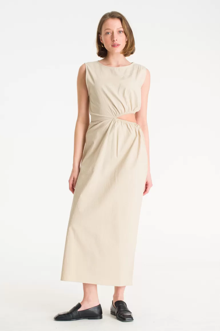 Women Olive Clothing Kazo Abstract Dress, Beige