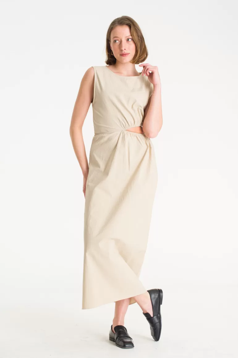 Women Olive Clothing Kazo Abstract Dress, Beige