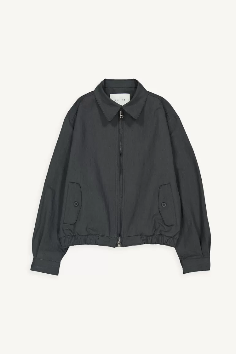 Women Olive Clothing Kazu Double Zip Blouson, Charcoal