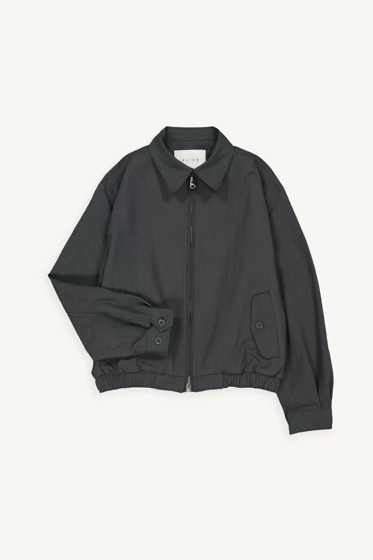 Women Olive Clothing Kazu Double Zip Blouson, Charcoal