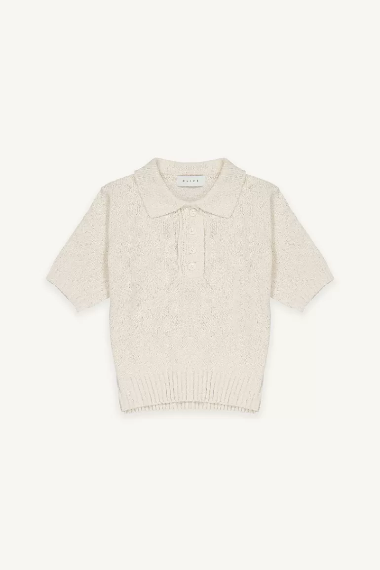Women Olive Clothing Kiko Button Collar Jumper, Cream