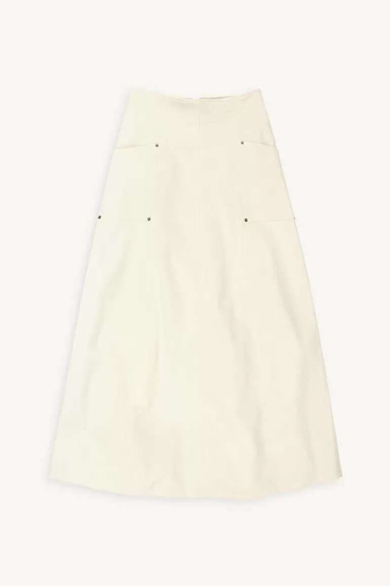 Women Olive Clothing Kiko Cotton Long Skirt, Cream