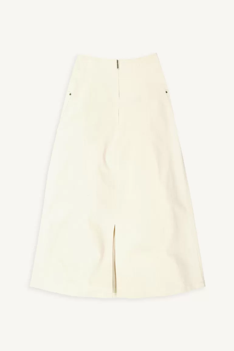 Women Olive Clothing Kiko Cotton Long Skirt, Cream