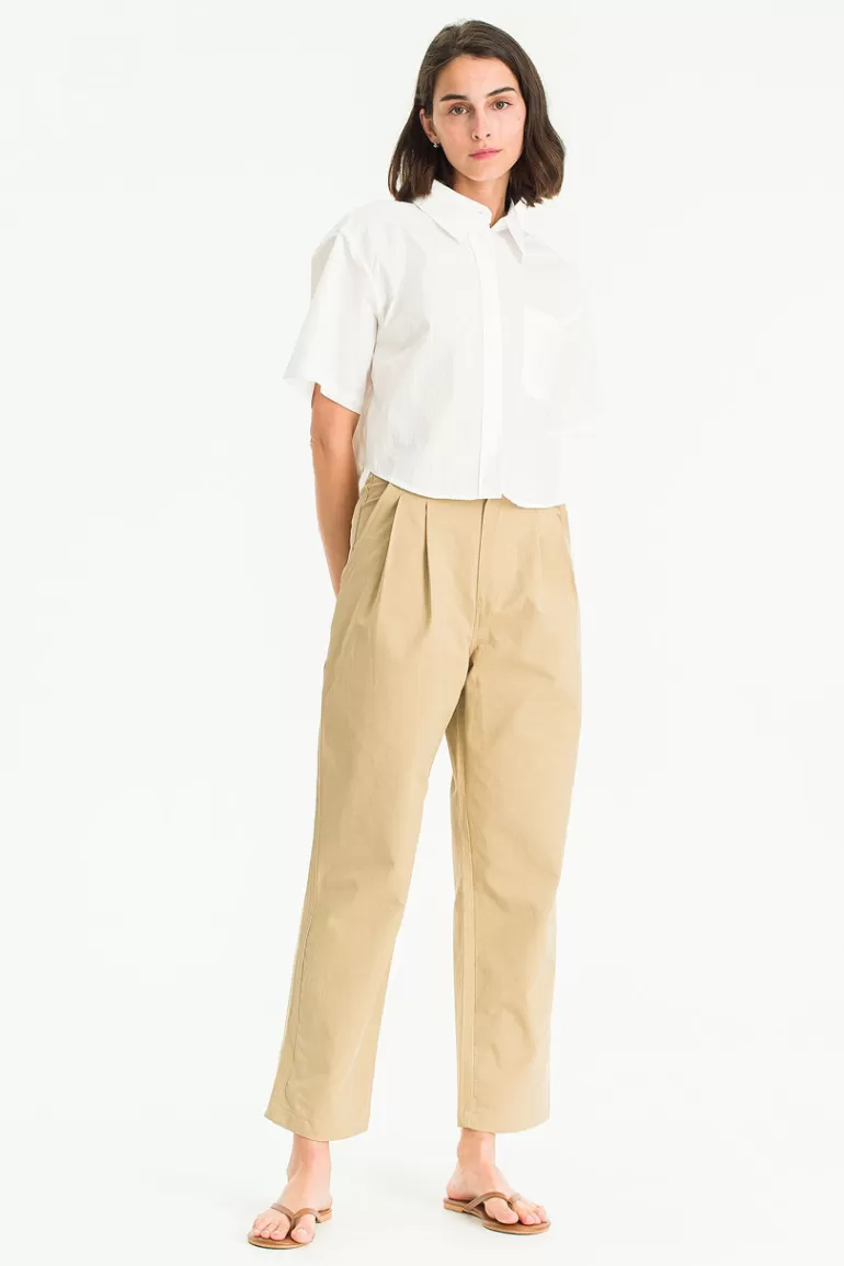 Women Olive Clothing Kiko Crop Shirt, Ivory
