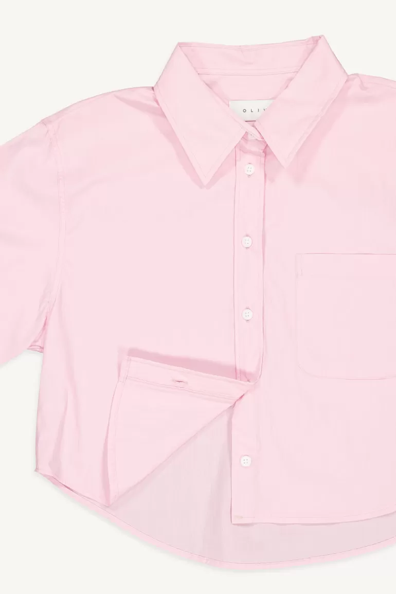 Women Olive Clothing Kiko Crop Shirt, Pink