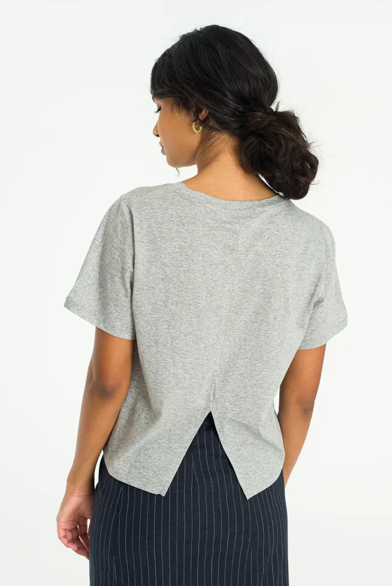 Women Olive Clothing Kiko Crop Tee, Melange Grey