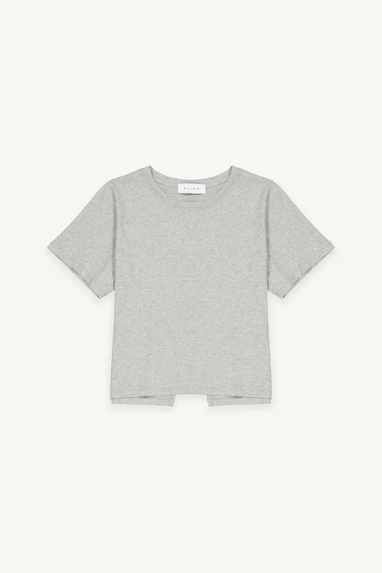 Women Olive Clothing Kiko Crop Tee, Melange Grey