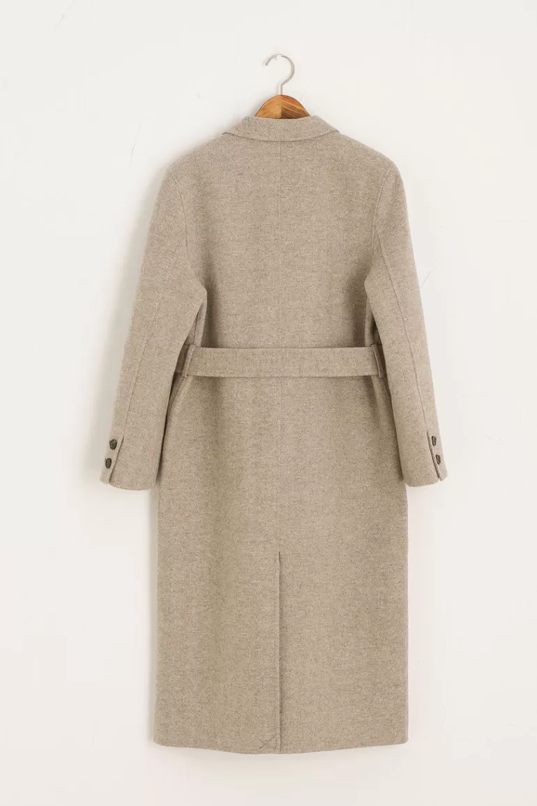 Women Olive Clothing Kiko Herringbone Coat, Beige