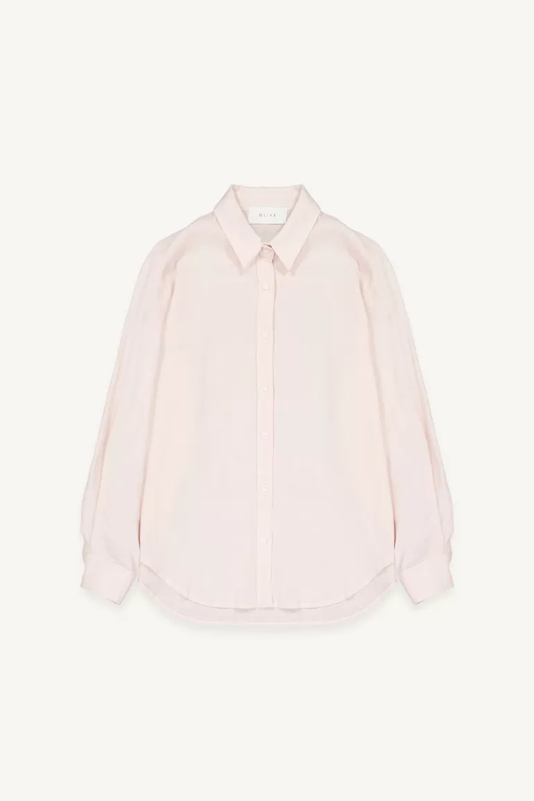 Women Olive Clothing Kiko Linen Blend Shirt, Pink