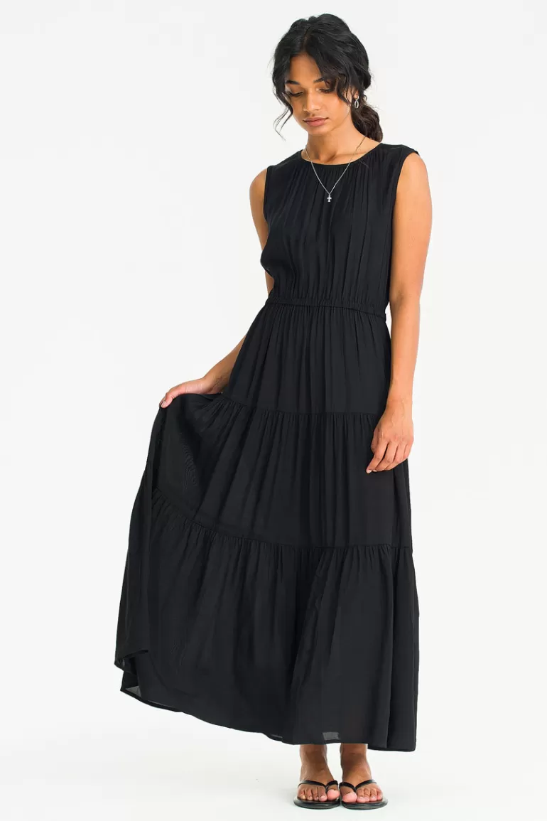 Women Olive Clothing Kirin Tiered Dress, Black