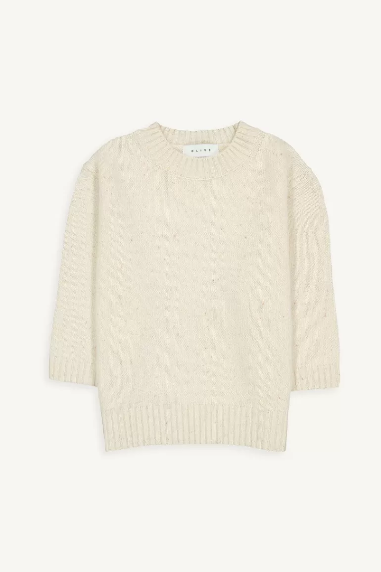 Women Olive Clothing Kitou Short Sleeve Jumper, Ivory