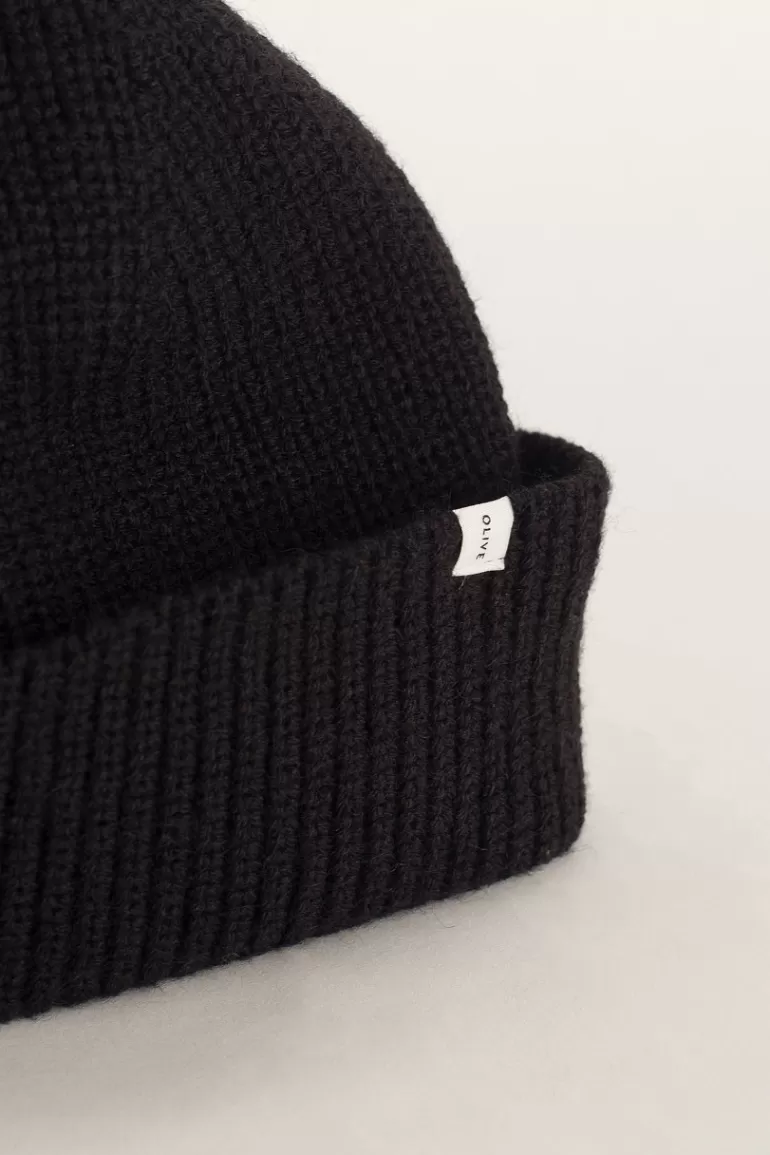 Women Olive Clothing Knitted Beanie, Black