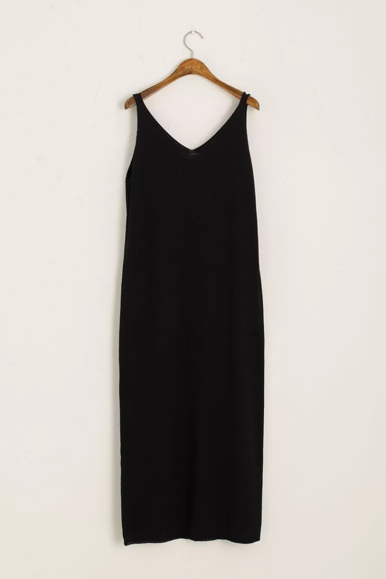 Women Olive Clothing Knitted Slip Dress, Black