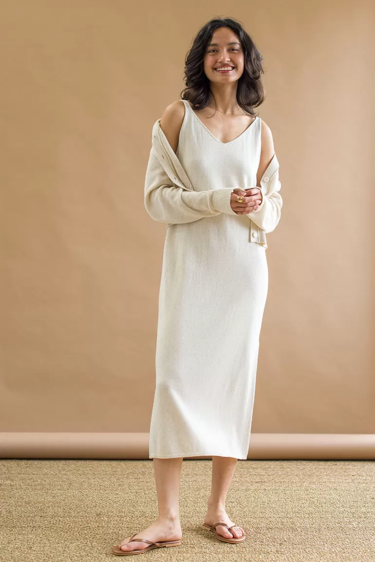 Women Olive Clothing Knitted Slip Dress, Oat