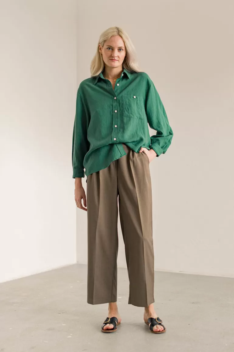 Women Olive Clothing Koya Pleated Slacks, Brown