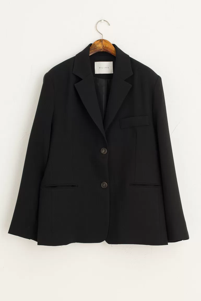 Women Olive Clothing Koya Single Button Jacket, Black